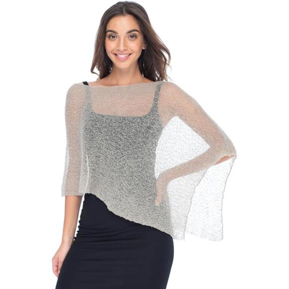 Womens Sheer Poncho Shrug Bolero Lightweight Summer Pullover Sweater Top